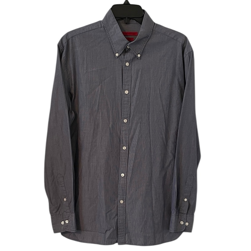 John Varvatos Men's Blue White Speckle Button Down Slim Fit Shirt Size Neck 15.5